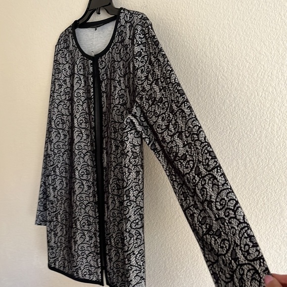 Preston York White Overlay Open Cardigan Black Candace Knit XL Formal Cocktail - Picture 5 of 12